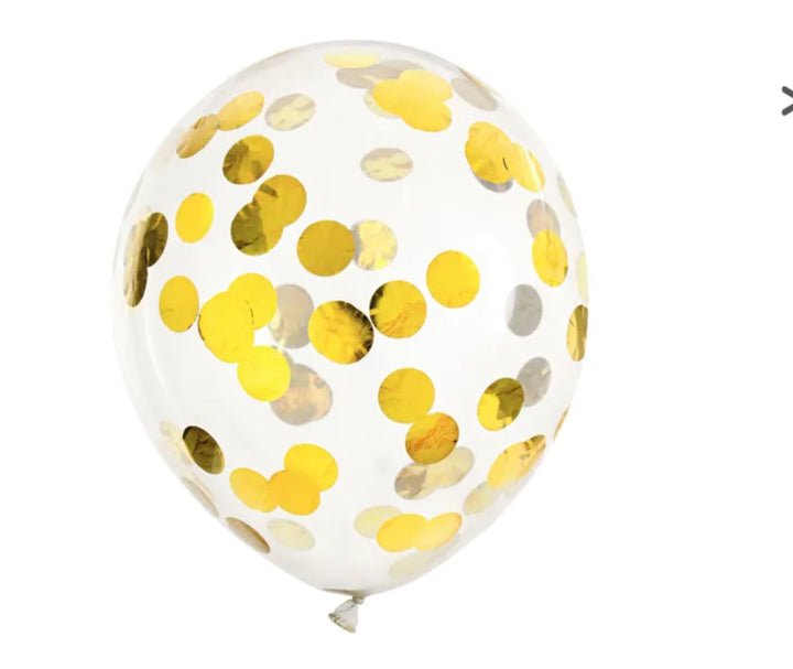 Konfetti Luftballons Gold, transparente Ballons, 6 Stück