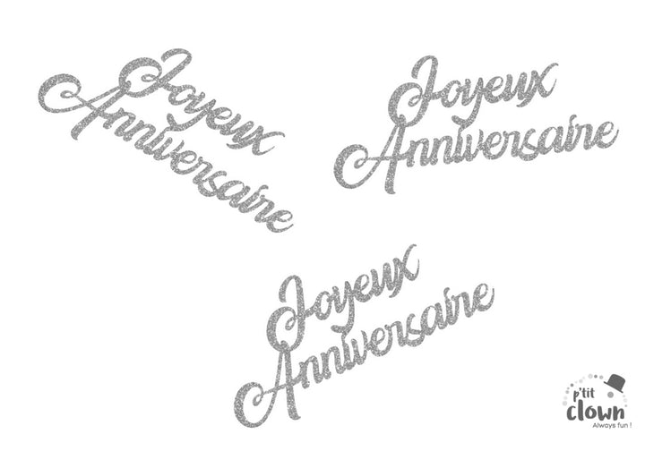 Party Konfetti silber glitzernd "Joyeux Anniversaire", 30tlg kinderparties-shop