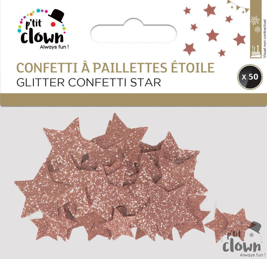 Party Konfetti rosé-gold glitzernde Sternchen, 50er Pack kinderparties-shop