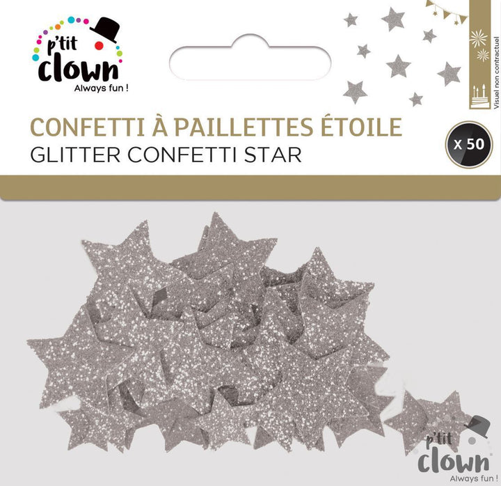 Party Konfetti silber glitzernde Sternchen, 50er Pack kinderparties-shop