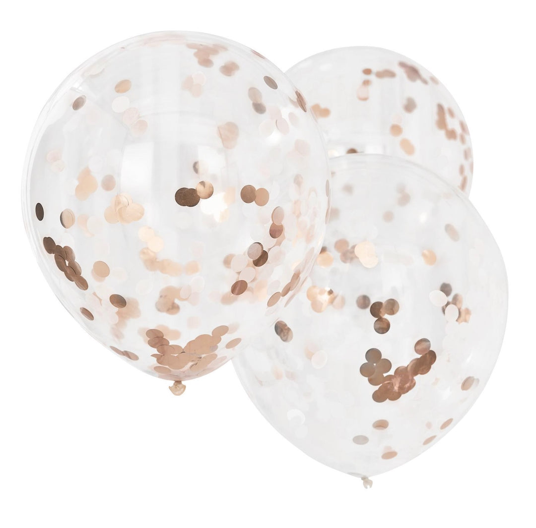 Ballons confettis or rose transparent, 3 pièces