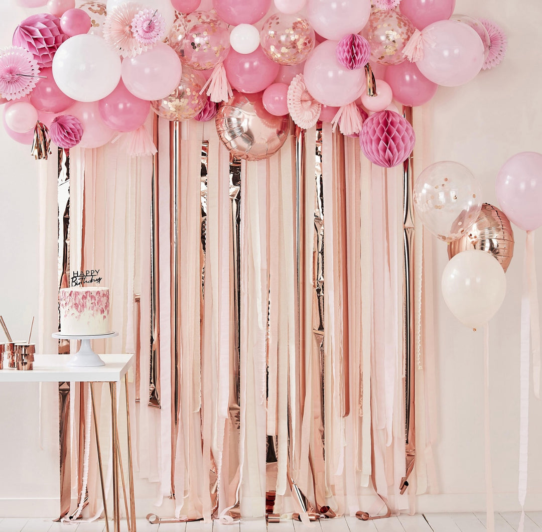 Ballons confettis or rose transparent, 3 pièces