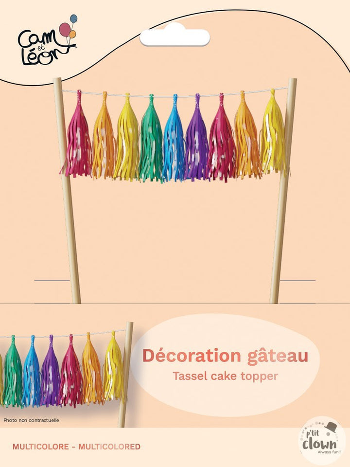 Kuchentopper Quasteln Regenbogen, 9 Tassel, Kuchen Deko kinderparties-shop