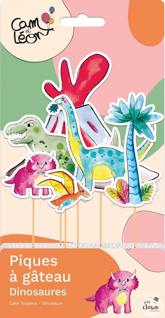 Kuchen Deko Dinosaurier, Topper / Picker, 6er Pack kinderparties-shop