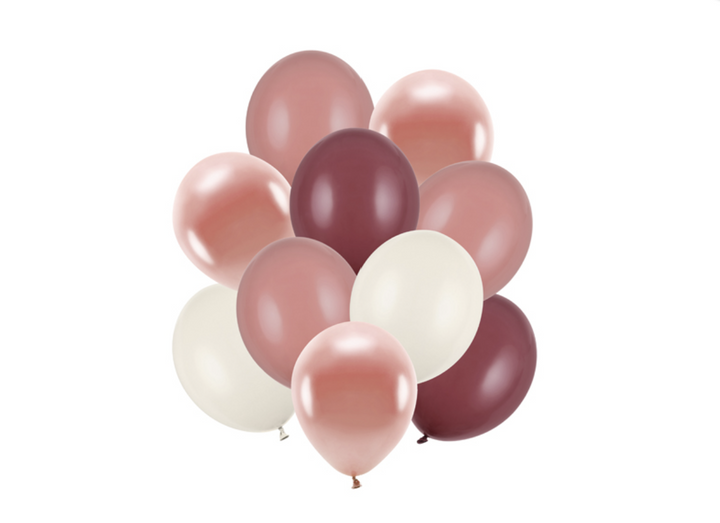 Luftballons Mix: Pastell rosa / pflaume & creme weiss, 10er Pack kinderparties-shop