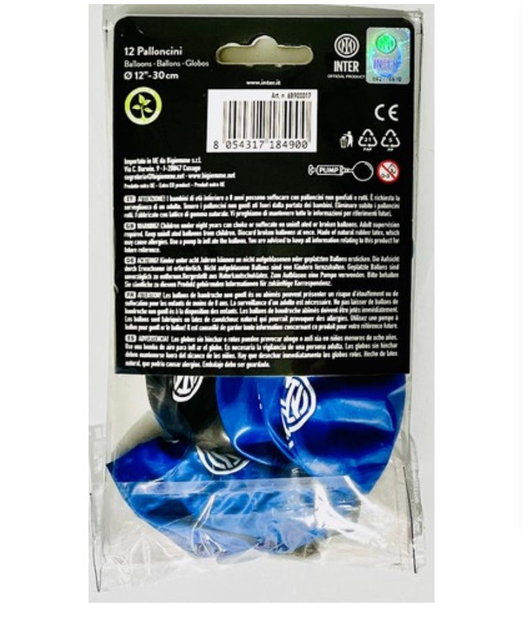 Inter Milan balloons, football party decoration, 12 pieces, Ø 30 cm