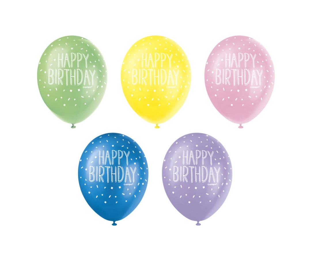 Luftballons-Happy-Birthday-Konfetti-Bunt-Mix-5er-Pack-23cm