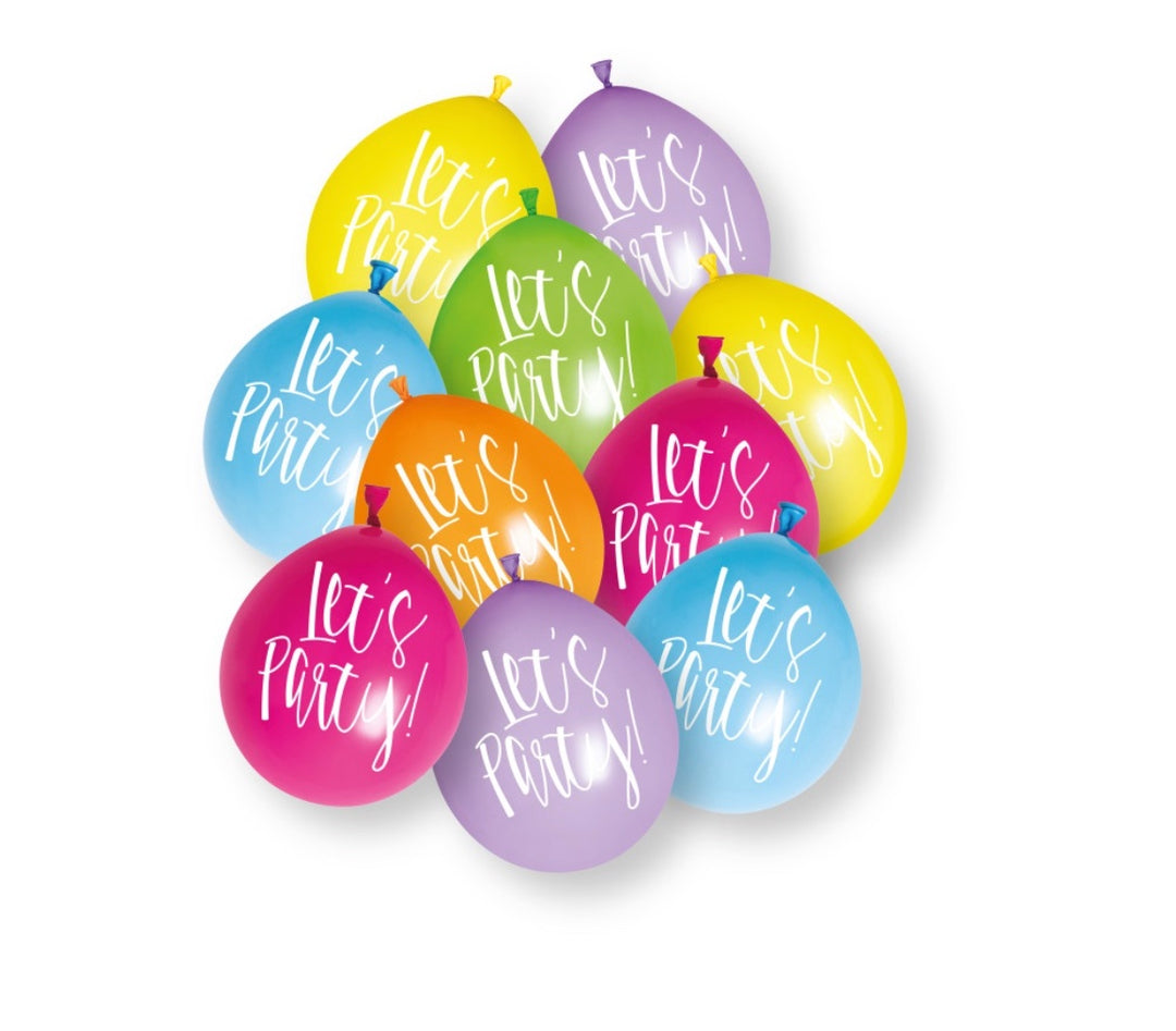 Luftballons-Let's-Party-10er-Pack-bunt-23cm