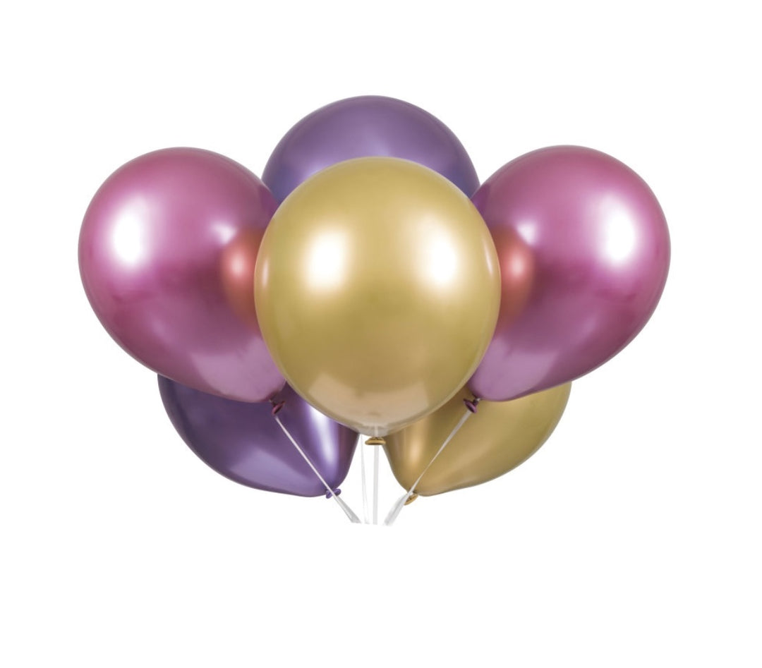 Luftballons-rosa-&-gold-metallic-27-5-cm-6er-Pack