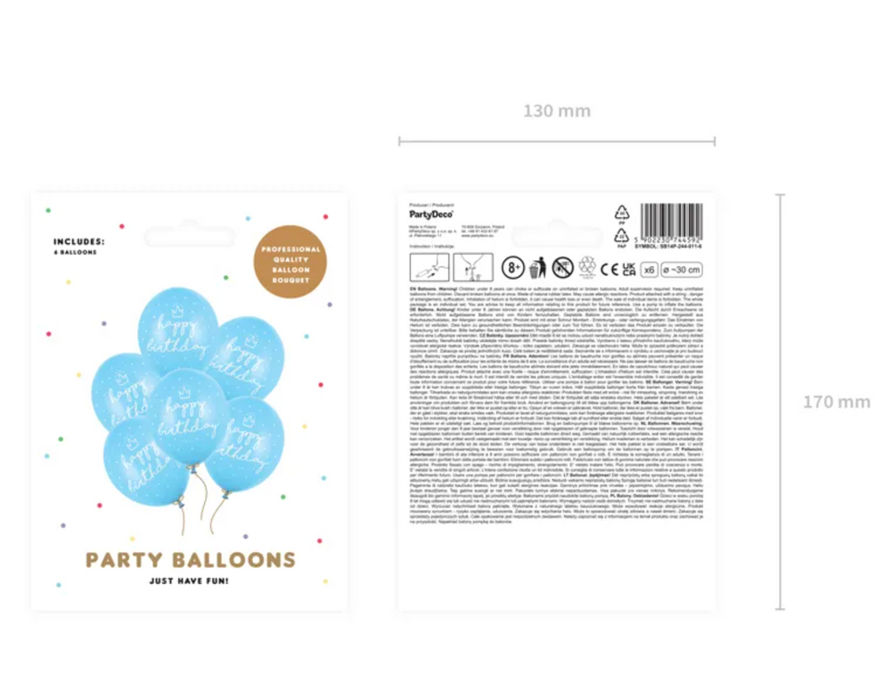 Luftballons-Happy-Birthday-Blau-6er-Pack-30cm