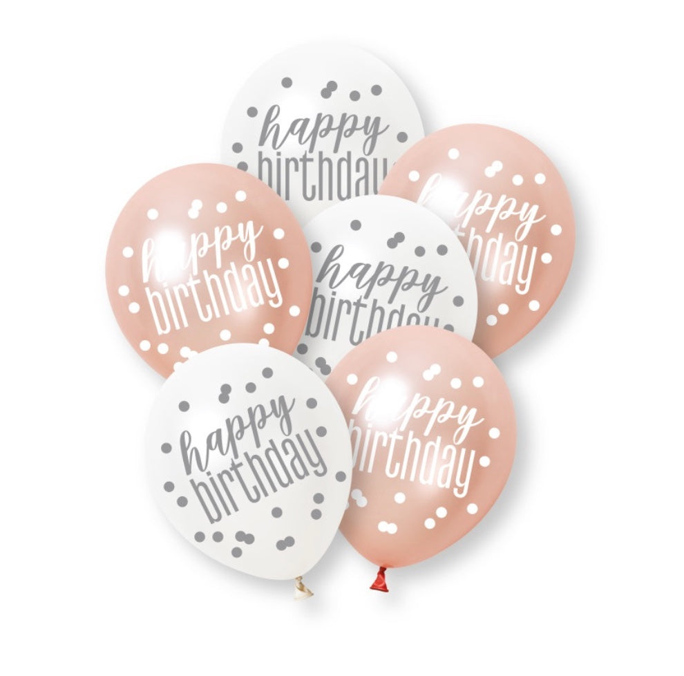 Luftballons-Happy-Birthday-Konfetti-Rosegold-Metallic-6er-Pack-30-5cm-89577