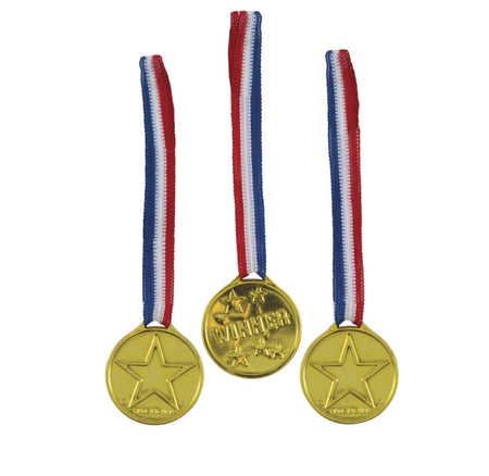 Golden medals Winner & Star, with ribbon, 24 pieces image