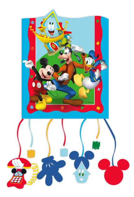 Mickey Mouse Rock the House Faltpinata mit 7 Bänder zum Ziehen kinderparties-shop