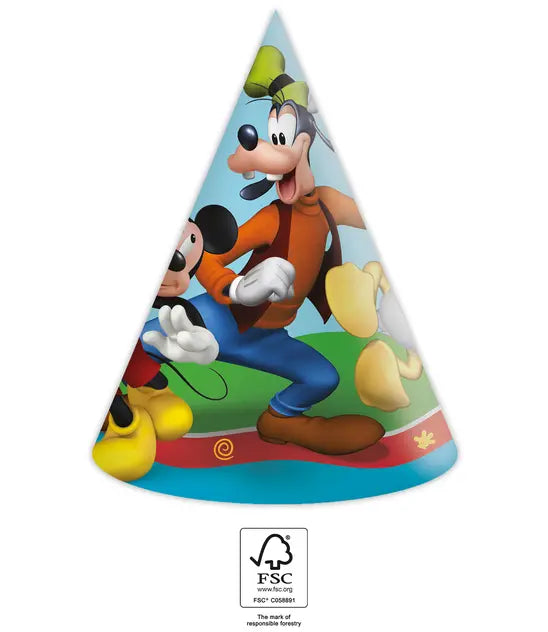 Mickey Mouse Rock the House Party-Hütchen, 6er Pack kinderparties-shop