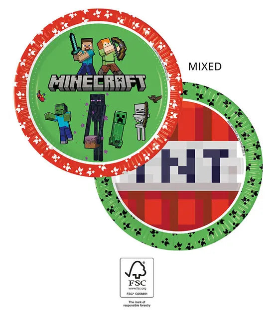 Minecraft TNT Party Teller, 8er Pack, 23 cm kinderparties-shop