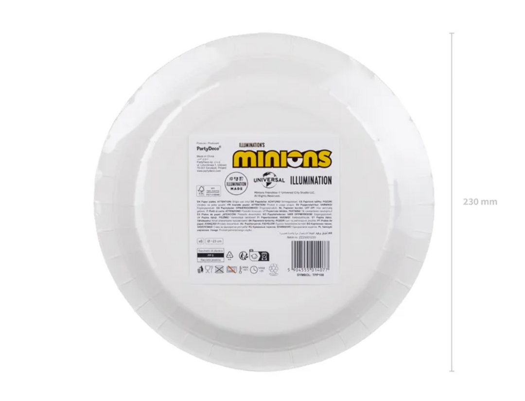 Minions Partyteller 'Yay Party', 6 Stück, Ø 23 cm