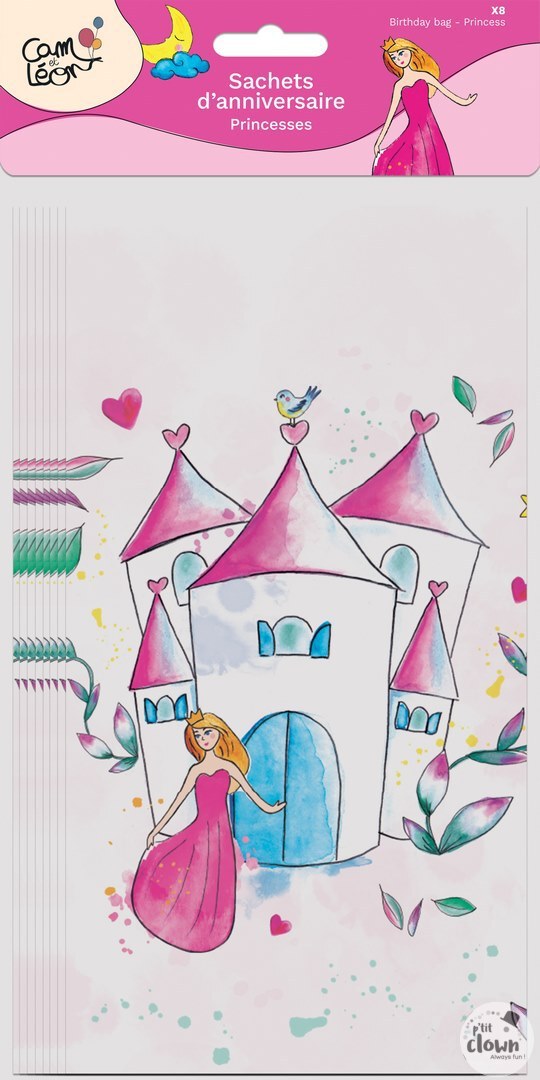 Mitgebsel Tüten, Prinzessin, 8er Pack, Papier kinderparties-shop