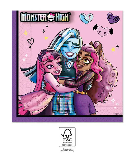 Monster High Servietten, 20er Pack kinderparties-shop