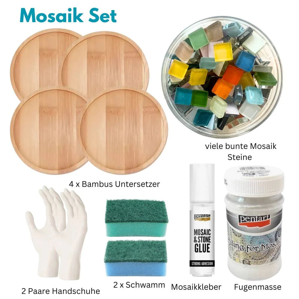 Mosaik Untersetzer Bastel Set, 4er Set