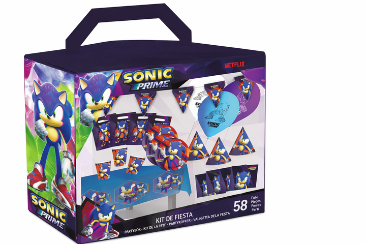 Party-Deko-Set-Sonic-im-Koffer-58-teilig-für-6-8-Kinder