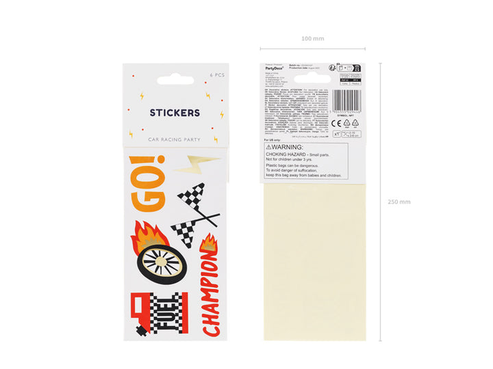 Auto / Rennautos Sticker, 1 Bogen, 6 Sticker