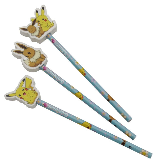 Pokémon Bleistifte mit Radierer, 3er-Set