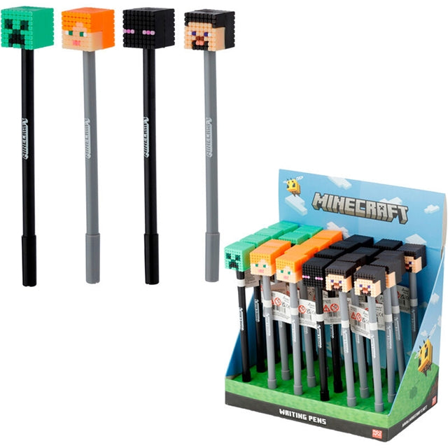 Minecraft Kugelschreiber mit 3D Figur, 1 Stück, zufälliges Motiv