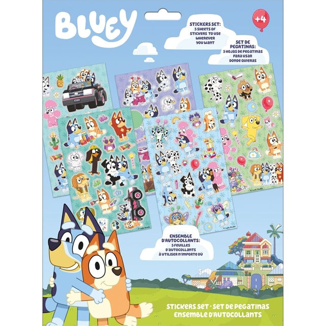Bluey Sticker Set, 5 Aufkleberbögen für den Kindergeburtstag