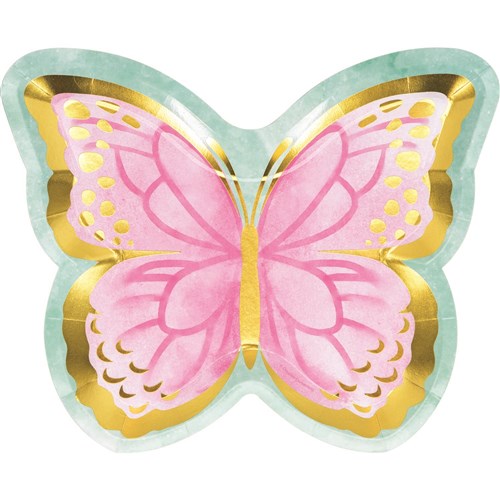 Schmetterling Party Teller, 8 Stück, 25cm kinderparties-shop