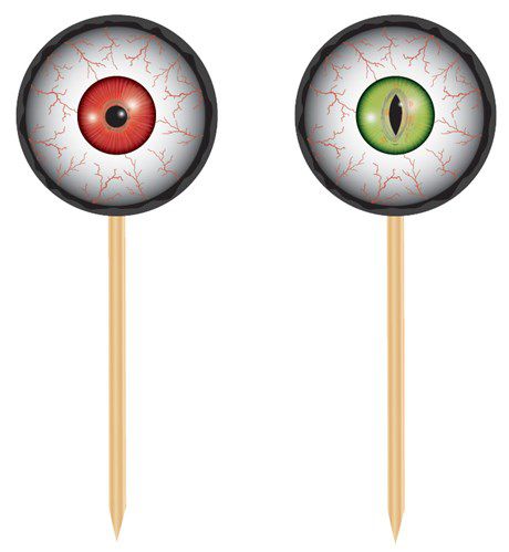 Halloween Picker & Cake Topper, bunte Augen, 20er Pack kinderparties-shop