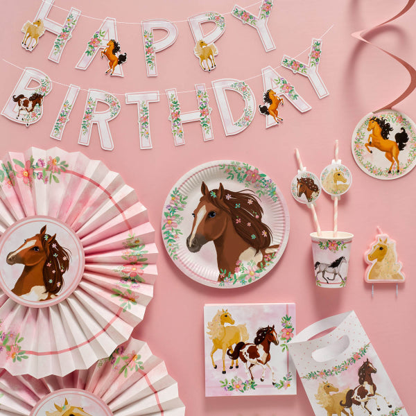 Blumen Stirnbänder Pferde "Beautiful Horses", 4er Pack kinderparties-shop