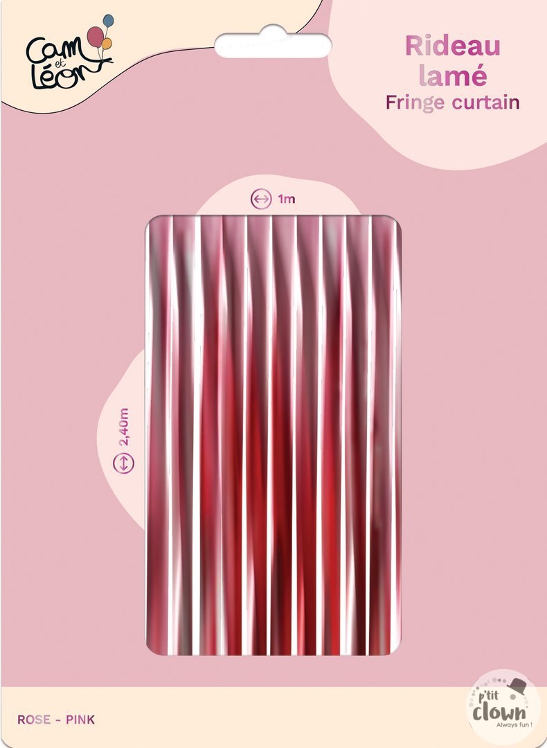 Fransen Vorhang, Tür Deko, pink metallic, 2.4 x 1 m kinderparties-shop