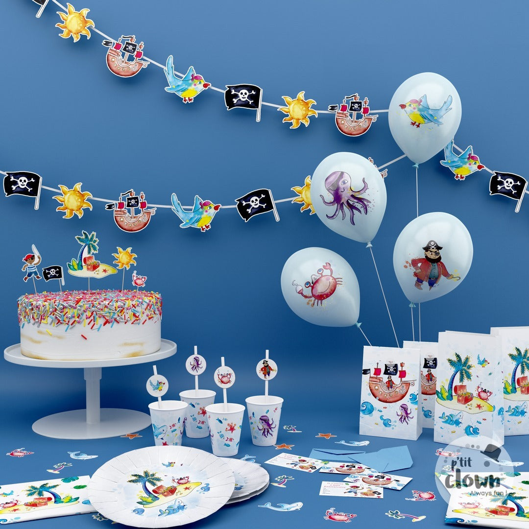 NET TOYS Piraten-Teller – 8 Bunte Einwegteller Für Kindergeburtstag & Mottoparty, Ø 23 Cm