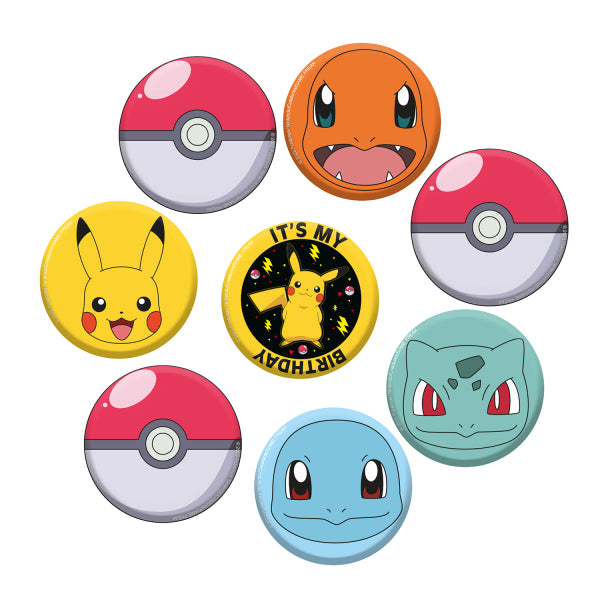 Badge Pokemon, 8er Pack kinderparties-shop