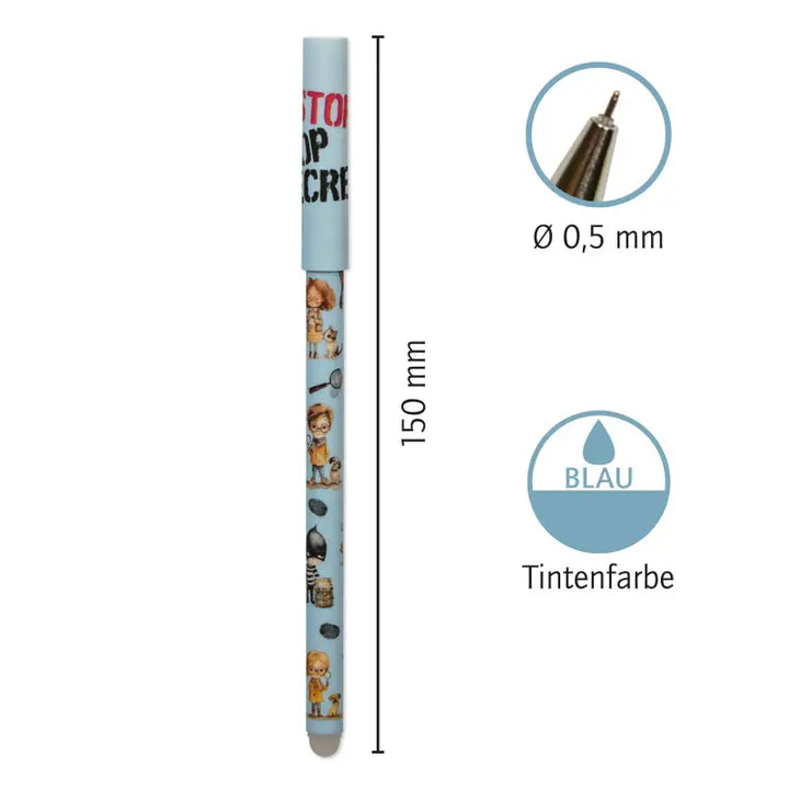 Penne gel cancellabili, motivo detective, 1 pezzo