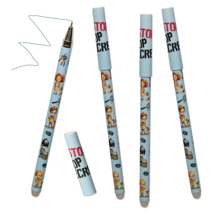 Penne gel cancellabili, motivo detective, 1 pezzo