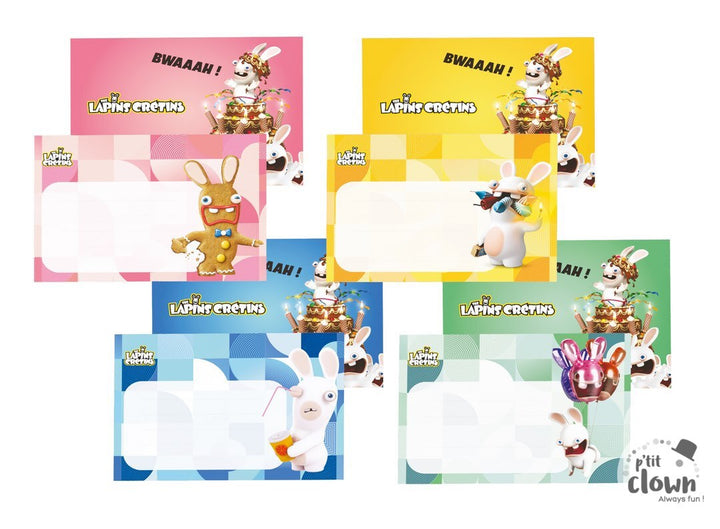 Raving Rabbids Einladung Französisch , 8er Pack inkl. Couverts kinderparties-shop