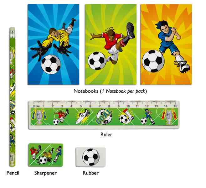 Schreibset Fussball Mitgebsel, 5-tlg kinderparties-shop
