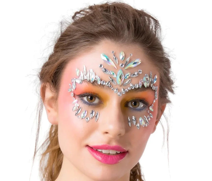 Gesichtssteine Sparkle Eyes, selbstklebende Glitzer-Juwelen, 1 Bogen