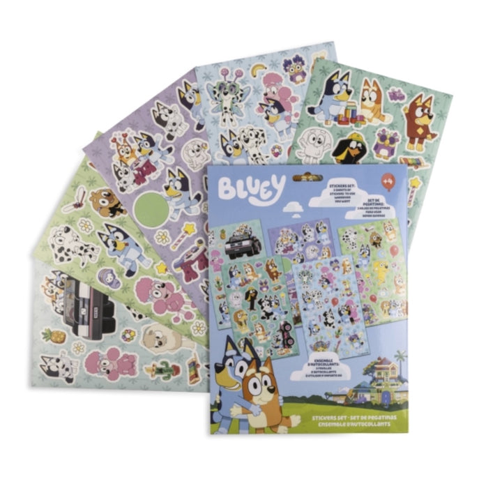 Bluey Sticker Set, 5 Aufkleberbögen für den Kindergeburtstag