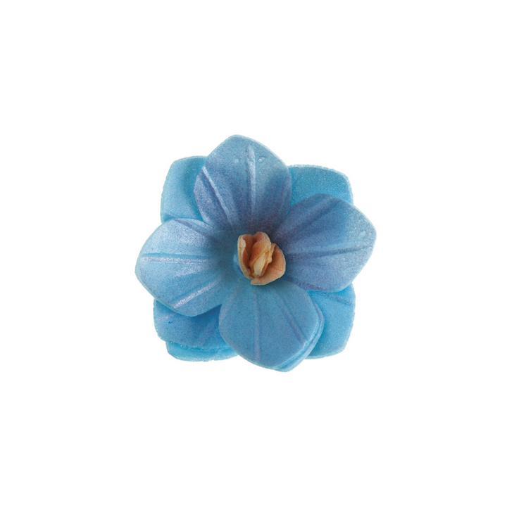 Kunstvolle Blüten Kuchendeko aus Esspapier, Blau, Ø 4 cm, 18 Stück,