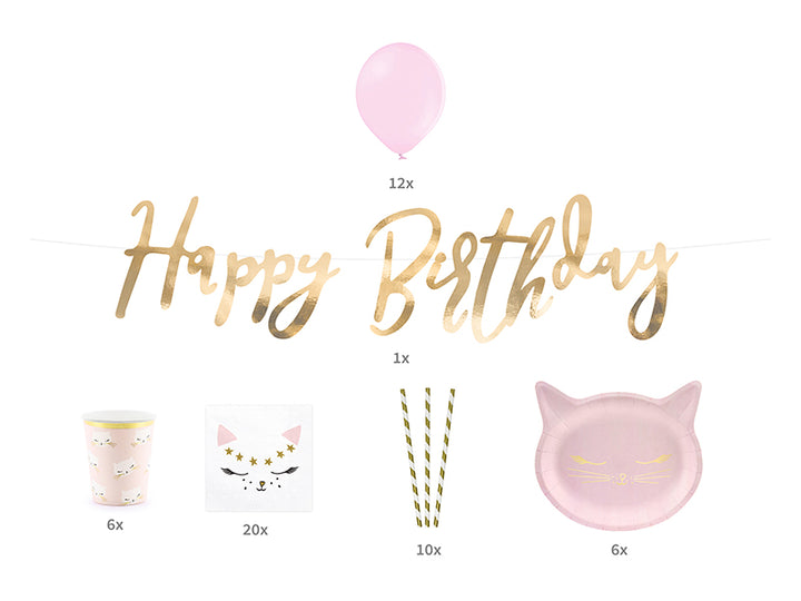 Party-Deko-Set-Katze-Rosa-Geburtstagsdeko-55-teilig