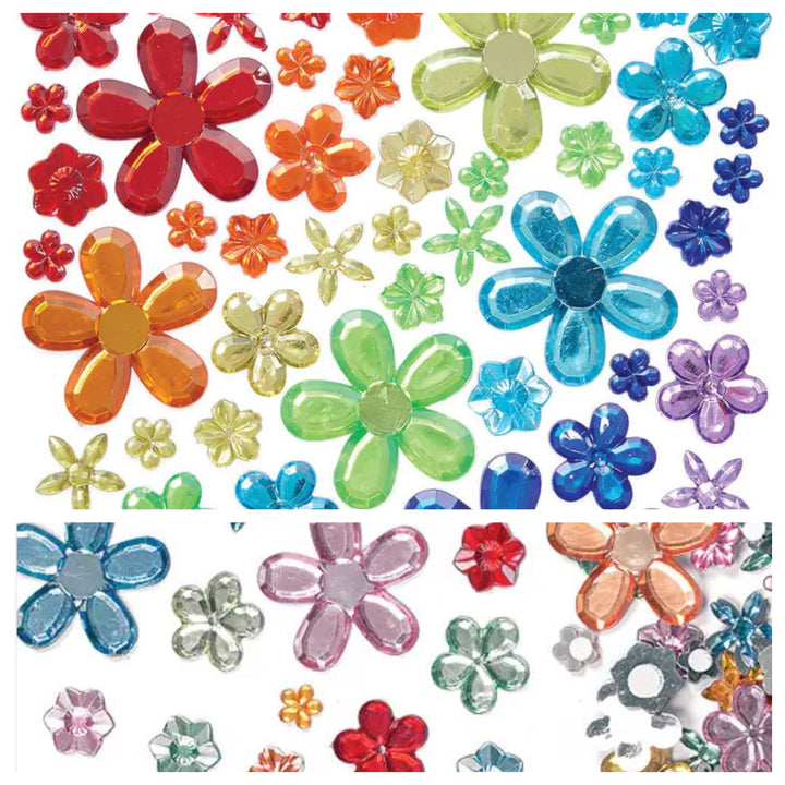 Blumen Schmucksteine mit 3D Effekt, selbstklebend, versch. Farben