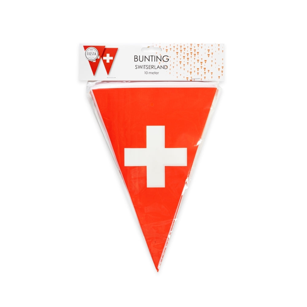 Chaîne de fanions drapeau suisse, 1 pièce, 10 m