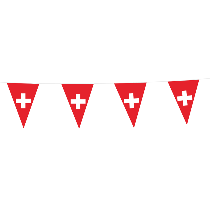 Chaîne de fanions drapeau suisse, 1 pièce, 10 m