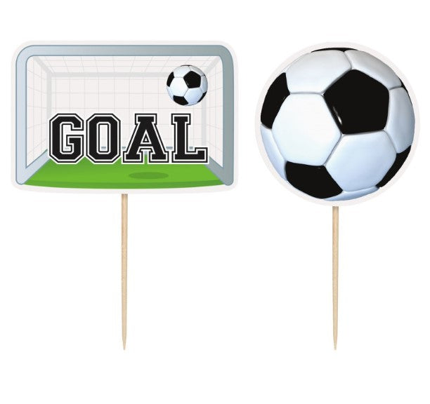 3D Muffinpicker "Goal", Fussball Party, 6er Pack