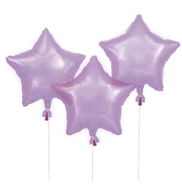 Folienballone Stern, flieder/violett, 3er Set