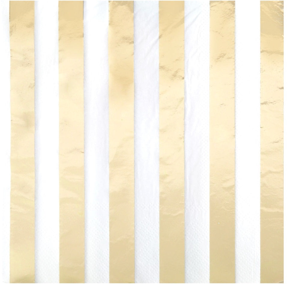 Servietten-gold-weiss-gestreift-16er-Pack-33-x-33-cm