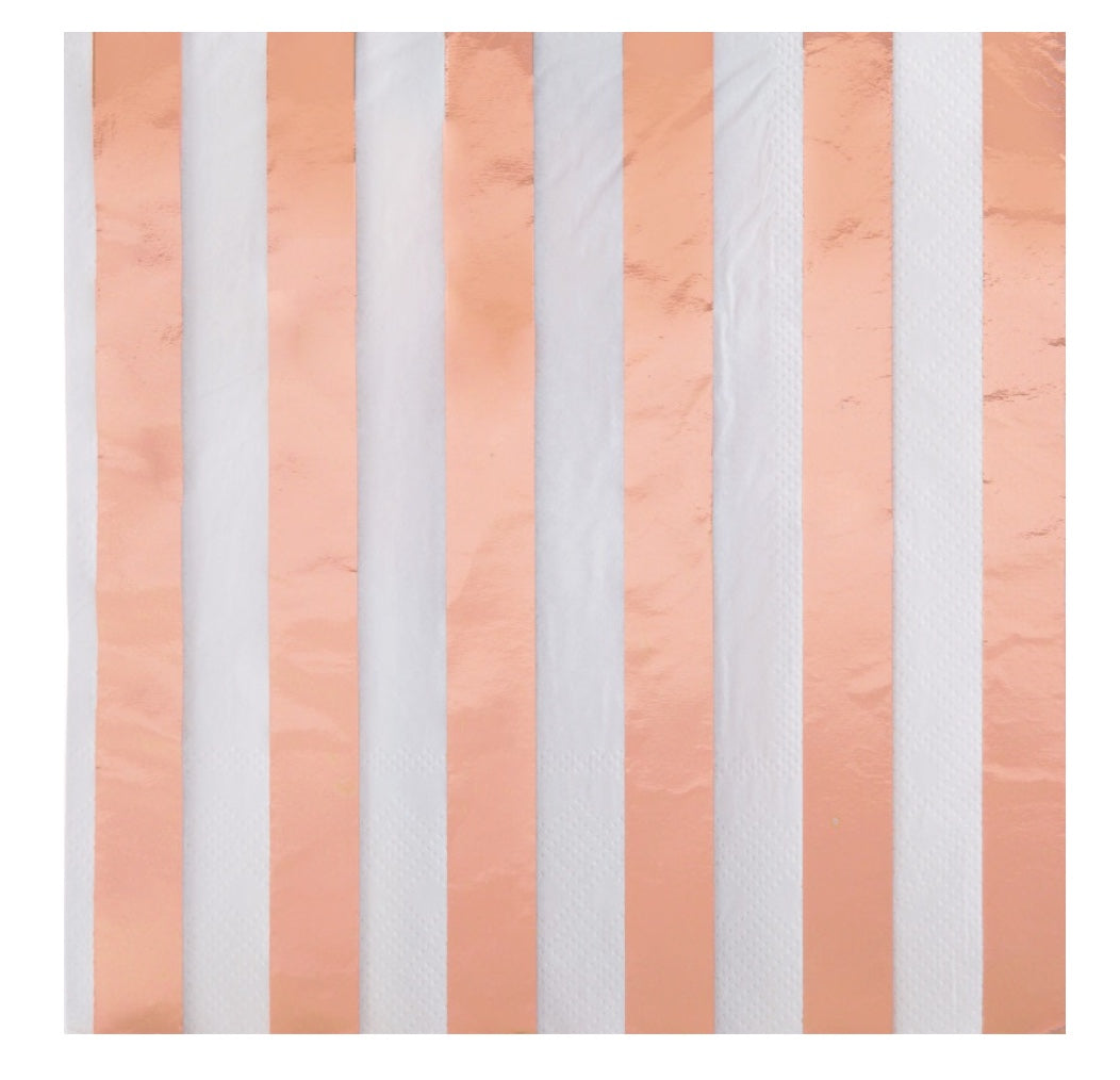 Servietten-rosegold-weiss-gestreift-16er-Pack-33-x-33-cm