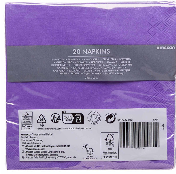 Servietten unifarben violett, 20 Stück